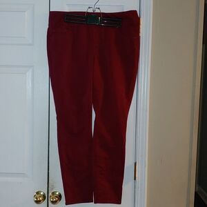 Stitch Star dark red  stretch Mid Rise  Skinny Pull on Pants Sz 1X